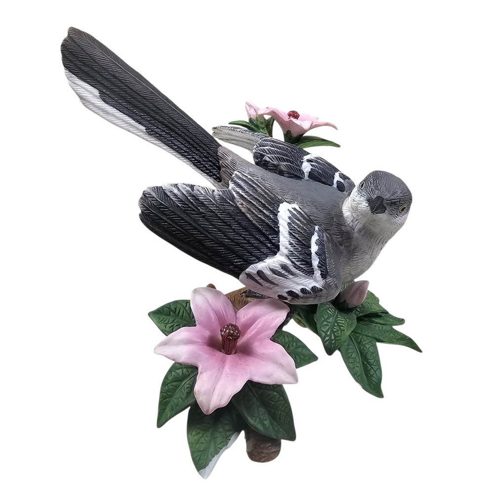 Lenox 1992 Garden Bird Collection Northern Mockingbird Porcelain Figurine Floral